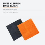 Carmotec Microvezeldoeken: grijze en oranje doek van 40 × 40 cm voor binnen en buiten
