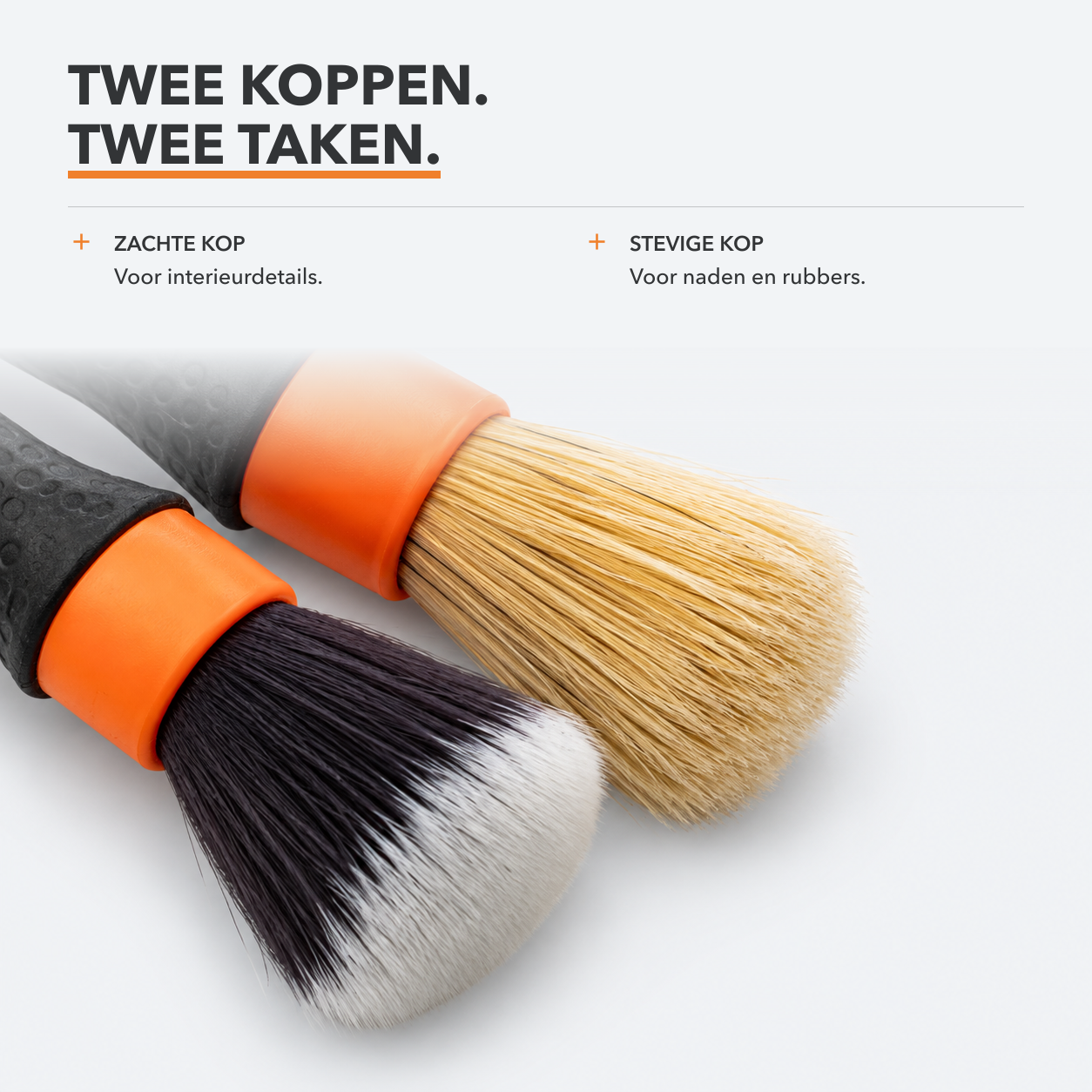 Carmotec Detailkwasten: extra zachte kwast voor het interieur en stevige kwast voor naden en rubbers