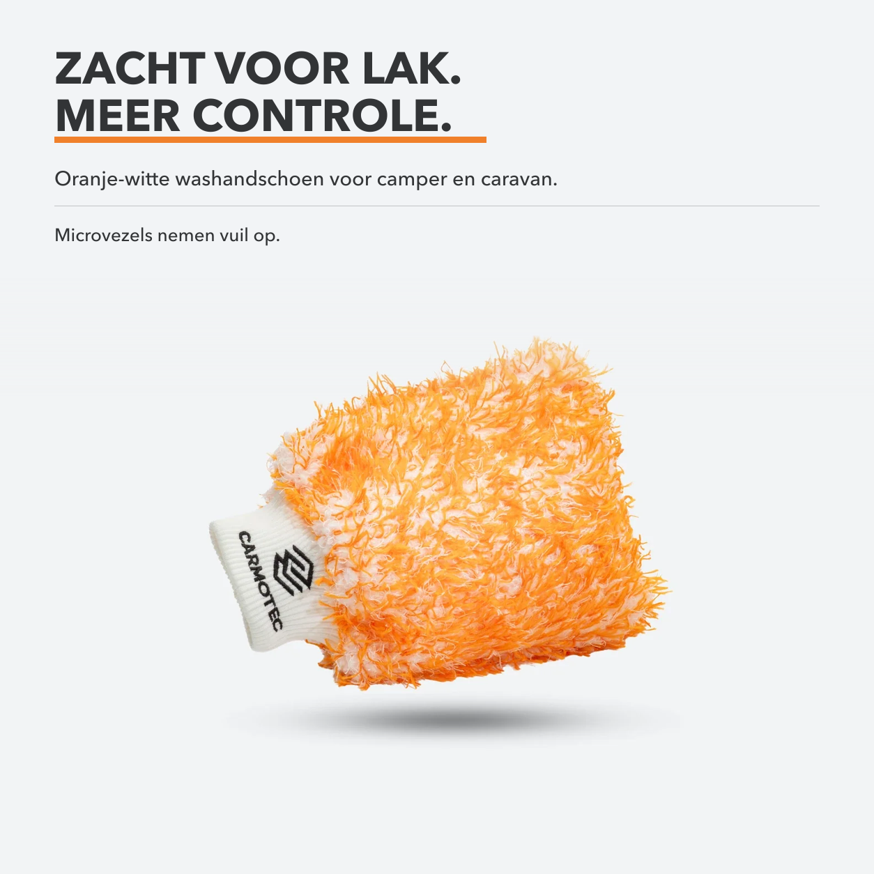 Oranje-witte Carmotec Washandschoen van zachte microvezel voor camper en caravan