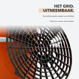 Zwart vuilrooster (grid) van de Carmotec Washbucket 20L van dichtbij