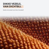 Close-up van de dikke microvezel van de Carmotec Droogdoek