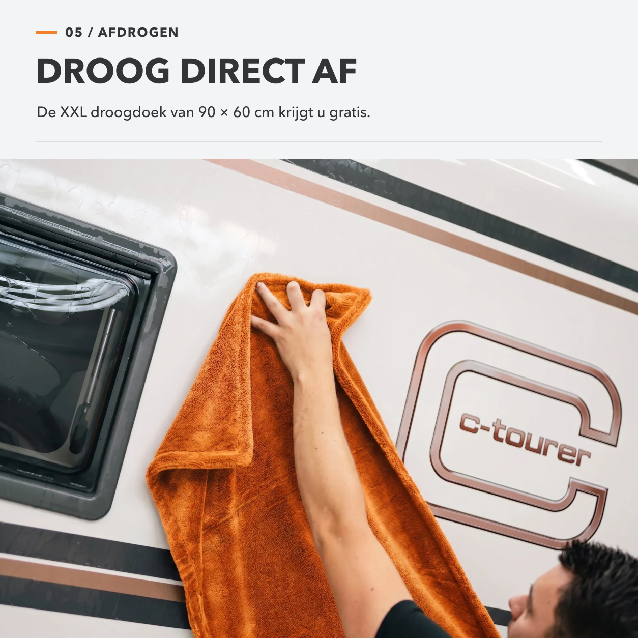 Carmotec XXL droogdoek – direct afdrogen na het wassen voor camper en caravan