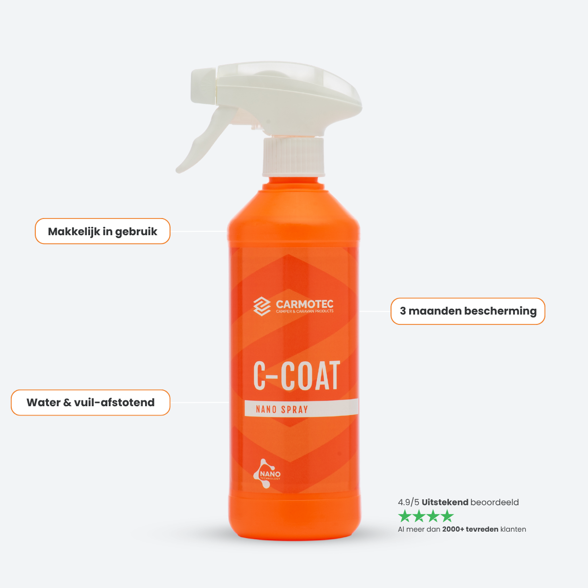 Carmotec C-Coat Nanospray – keramische beschermlaag in 500 ml spray voor camper en caravan