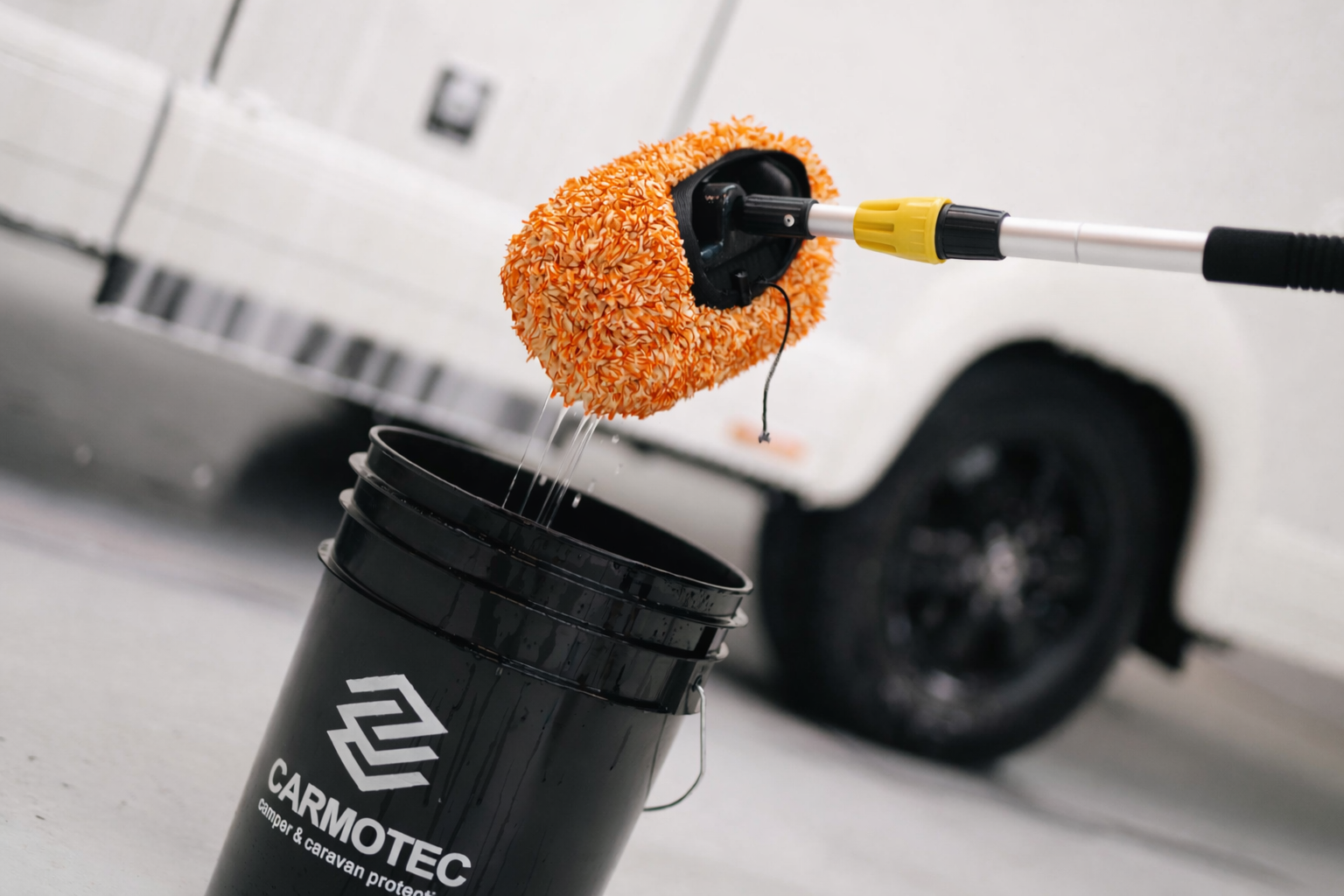 Carmotec Borstel-overtrek microvezel close-up – hoge vezeldichtheid voor zachte en veilige reiniging