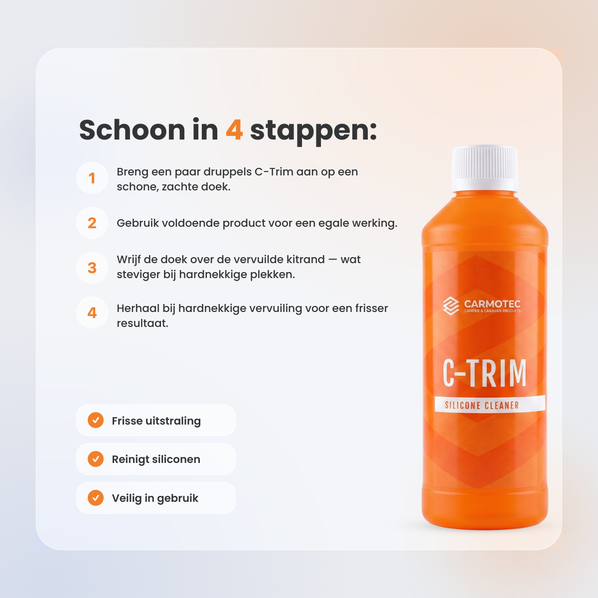 Carmotec C-Trim kitrandreiniger – stap-voor-stap instructie voor het reinigen van kitranden