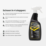 Carmotec Interieurreiniger gebruiksaanwijzing – schoon in 4 stappen, streeploos resultaat voor camper en caravan