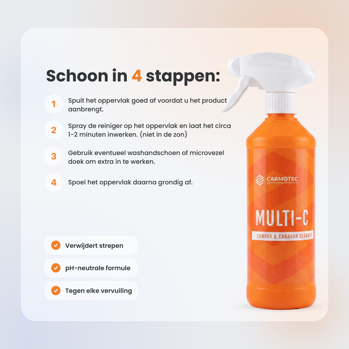 Carmotec Multi-C exterieur allesreiniger – stap-voor-stap gebruiksinstructie voor camper en caravan
