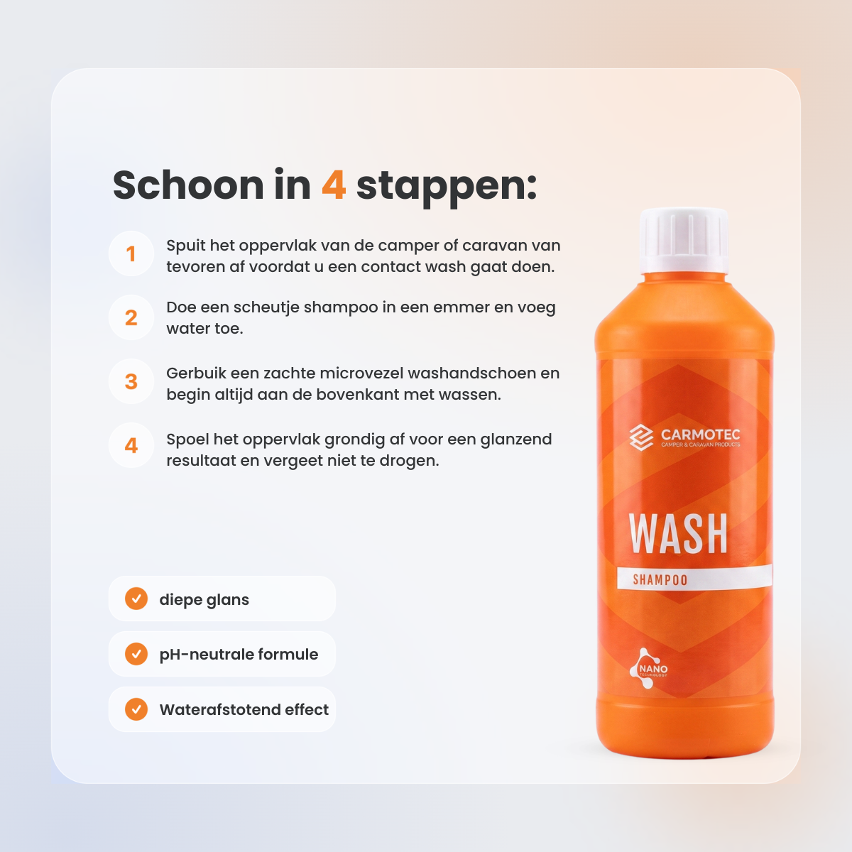 Carmotec Wash camper- en caravanshampoo – stap-voor-stap wasinstructie voor krasvrij wassen