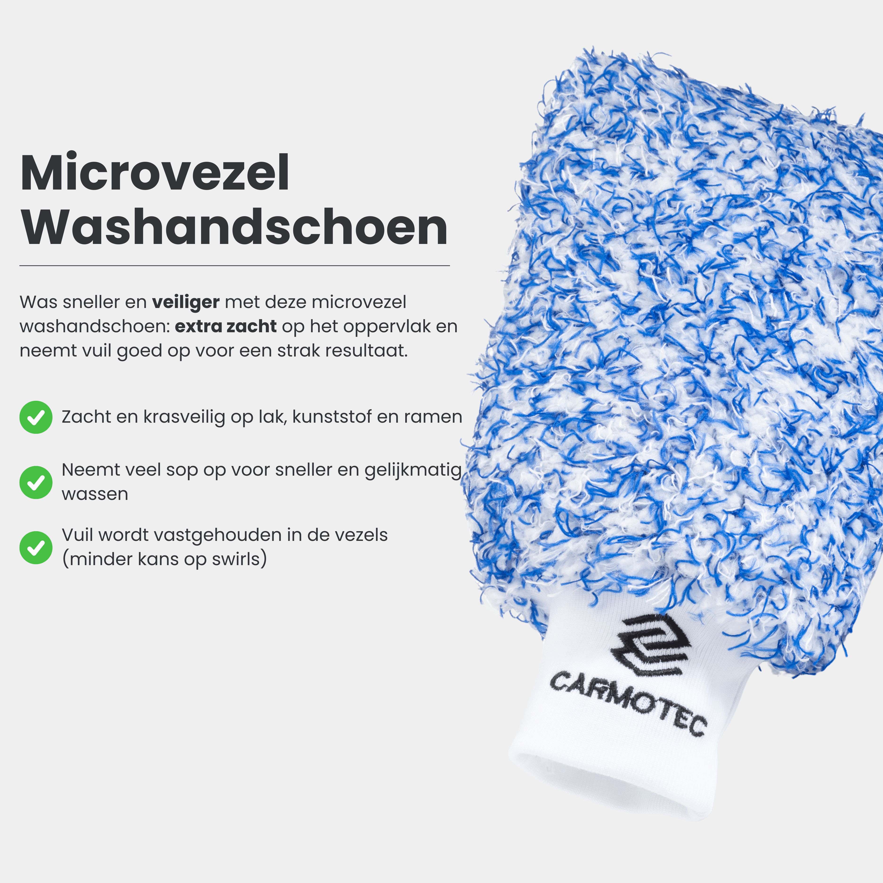 Carmotec Microvezel Washandschoen kenmerken – zacht en krasveilig voor wassen camper en caravan