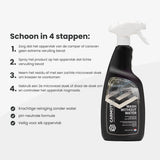 Carmotec Wassen zonder Water gebruiksaanwijzing – schoon in 4 stappen, pH-neutraal, veilig voor elk oppervlak