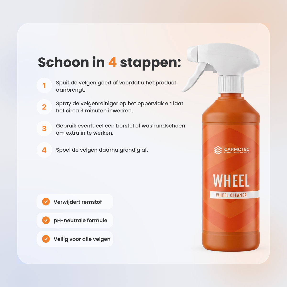 Carmotec Wheel velgenreiniger – stap-voor-stap instructie voor remstof verwijderen van camper en caravan